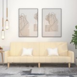 Canapea Extensibila 2 Locuri Crem vidaXL, Material Textil, Cadru Lemn, 220x84.5x69 cm, Multifunctionala