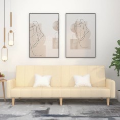 Gossi canapea extensibila cu 2 locuri, crem, material textil