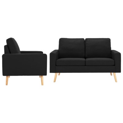 vidaXL Set de canapele, 2 piese, negru, material textil foto