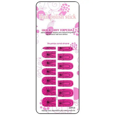 Stickere roz pentru nail art cu model negru foto