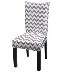 Husa universala pentru scaune clasice, model WAVE, culoare GRI + ALB