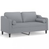 Canapea cu 2 locuri cu pernute, gri deschis, 140 cm, textil