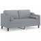 Canapea cu 2 locuri cu pernute, gri deschis, 140 cm, textil