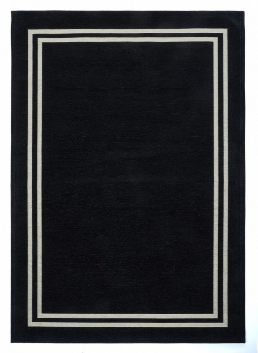Covor Premium Model DYWAN FORM DARK, Negru, Crem, Marime 160 x 230 cm, Tesatura Plata, Poliester, Bumbac, Antiderapant, Antialergic, Living, Dormitor,