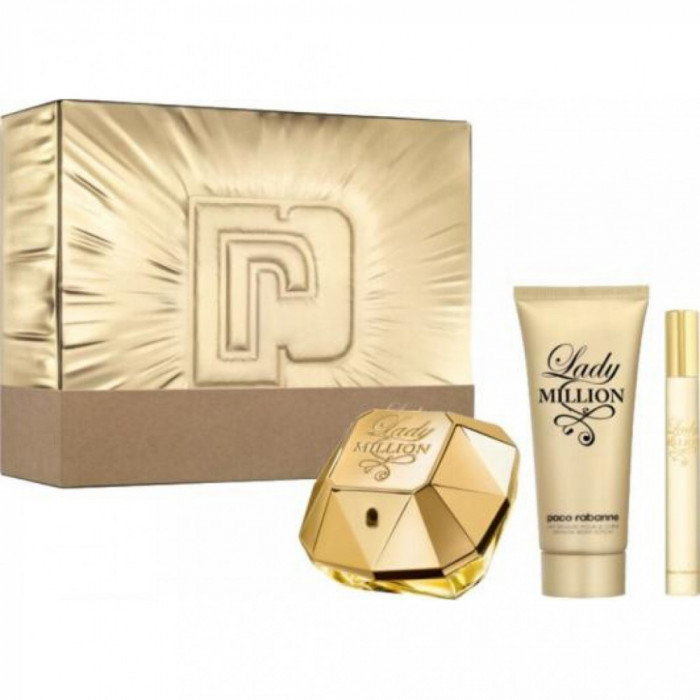 Set cadou femei parfum si lotiune de corm Paco Rabanne Lady Million - 3 piese