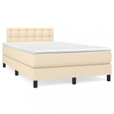 Cumpara ieftin Pat box spring cu saltea, crem, 120x200 cm, textil