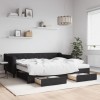 VidaXL Pat de zi cu extensie și sertare, negru, 90x200 cm, textil 3197482