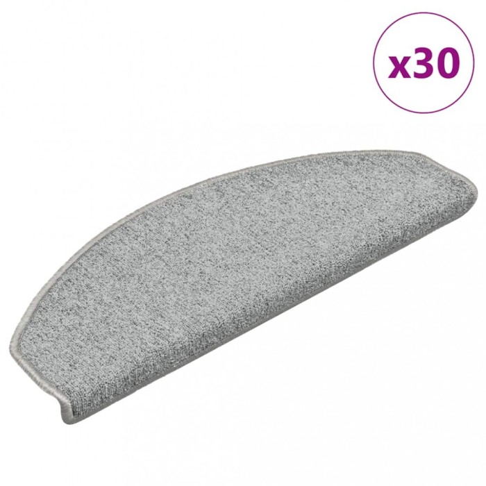 vidaXL Covorașe pentru scări, 30 buc., 65x24x4 cm, gri deschis, semirotunde, mari 3365762