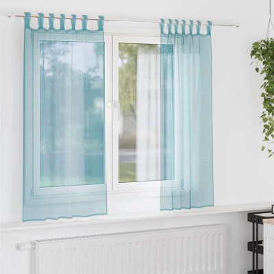 Perdele Voile cu Bucle 2 buc Turcoaz 140x175 cm foto