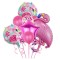 Set Baloane party aniversare, Cyrax, din Folie de aluminiu si Latex, set din 10 baloane Flamigo Party, 1 stea, 5 baloane latex, 2 rotunde, 60 -90 cm,