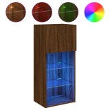 Cumpara ieftin Comoda TV cu lumini LED, stejar maro, 40,5x30x90 cm
