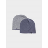 Căciulă beanie reversibilă pentru băieți - gri/bleumarin