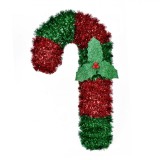 Decorațiune Perete Crăciun, Baston Tinsel, Plastic, Roșu Verde, 32cm, Oem