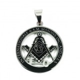 Cumpara ieftin Pandantiv Masonic Argintiu cu Negru - Echer si Compas cu Litera G - MM759, Fashion Manufacturer