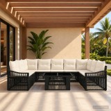 Cumpara ieftin Set de canapele pentru gradina 10 buc. Negru si Alb crem