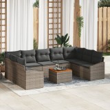 vidaXL Set canapea pentru grădină 10 pcs Gri 55 x 55 x 37 cm