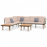 Set mobilier de gradina cu perne, 4 piese, lemn masiv de acacia