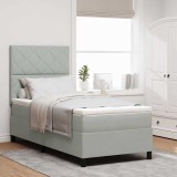 Cumpara ieftin Pat cu arcuri cu saltea Gri deschis 100 x 200 cm Catifea
