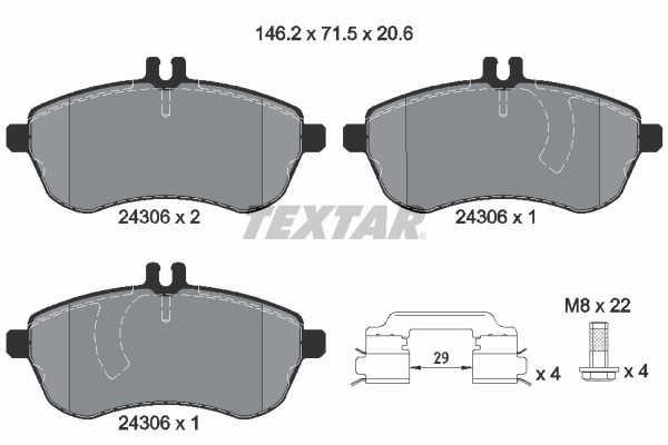 TEXTAR 2430602 Q+ set placute frana,frana disc