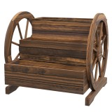 Outsunny Jardinieră de Exterior cu 3 Niveluri și Roți Decorative, din Lemn de Brad cu Orificii de Drenaj, pentru Legume și Flori, pentru Balcon sau Te