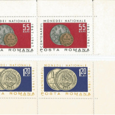 Romania, LP 646/1967, Centenarul monedei nationale, pereche orizontala, MNH