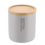 Cutiuță Rotundă Polirășină &ndash; Gri/Bamboo 9.5&times;11 Cm