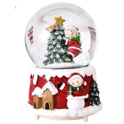 Decoratiune glob cu zapada Flippy, Mos Craciun in brad, diametru 4.5 cm, multicolor foto