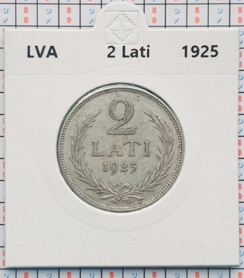 Letonia 2 lati 1925 argint - km 8 - cartonas personalizat D56801 foto