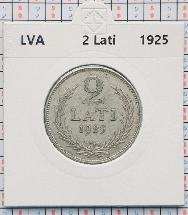 Letonia 2 lati 1925 argint - km 8 - cartonas personalizat D56801