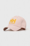 Cumpara ieftin Helly Hansen șapcă de baseball din bumbac HH Ball Cap 67434 001 culoarea roz, cu imprimeu 67434