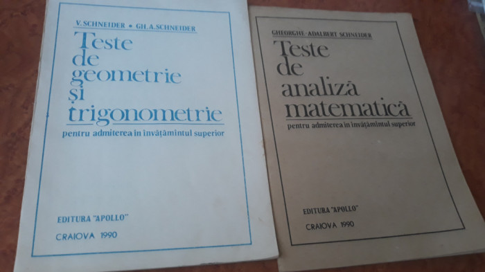 2xTeste de geometrie și trigonometrie+Teste de analiză matematică ,1990