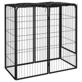 Padoc Caini vidaXL, 6 Panouri, Negru, 100x50x100cm, Otel, Rezistent Apa, Tarcuri Caini Exterior