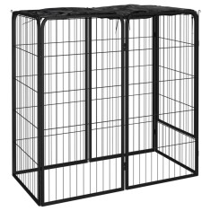 vidaXL Padoc pentru c&acirc;ini cu 6 panouri, negru, 50x100 cm, oțel