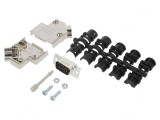 Conector D-Sub 9 Pin Tată Unghi 45&deg; Lipire Cablu Gold