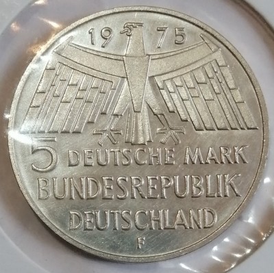 Moneda argint 5 Mark 1975 UNC foto