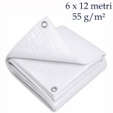 Cumpara ieftin Prelata alba 6x12 m pentru depozitare exterioara, rezistenta la intemperii, 55 g/mp