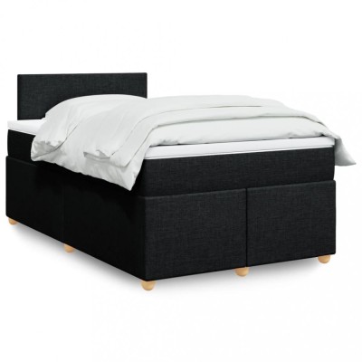 vidaXL Pat box spring cu saltea, negru, 120x200 cm, textil 3288942 foto