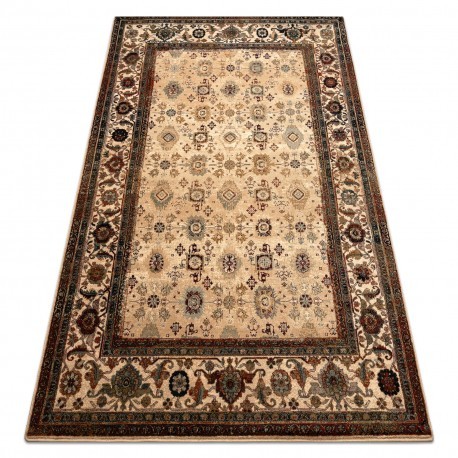 Covor de l&acirc;nă Omega AVILA Ornament cadru nisip bej, 200x300 cm