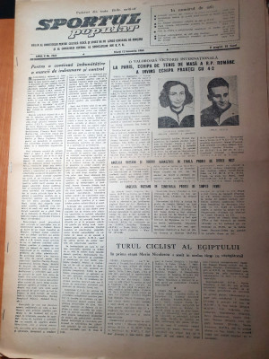 sportul popular 12 ianuarie 1954-bob in brasov,turul ciclist al egiptului,sah foto