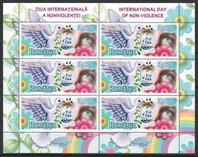 10x ✅ Romania 2009 Mi 6398 MNH - LP 1847 Ziua Internationala a Nonviolentei foto