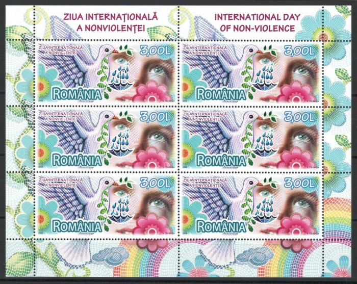 10x ✅ Romania 2009 Mi 6398 MNH - LP 1847 Ziua Internationala a Nonviolentei