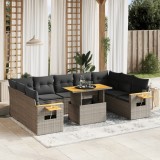 Cumpara ieftin Set mobilier de grădină cu perne, 10 piese, gri, poliratan