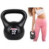 Kettlebell 10kg Enero Fit, Cauciucat, Negru, Maner Ergonomic, Fitness, Gantere &amp; Haltere