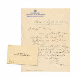 Petru Groza, scrisoare olografă către Petre Constantinescu-Iași, 1945 + cartea de vizită a lui Petru Groza