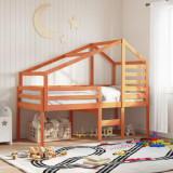 VidaXL Pat &icirc;nalt de dormitor, maro ceruit, 90x190cm, lemn masiv de pin