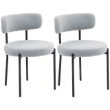 HOMCOM Set de 2 scaune de sufragerie cu spătar din material textil picioare din oțel 51 x 51 x 76 cm gri deschis | Aosom Romania