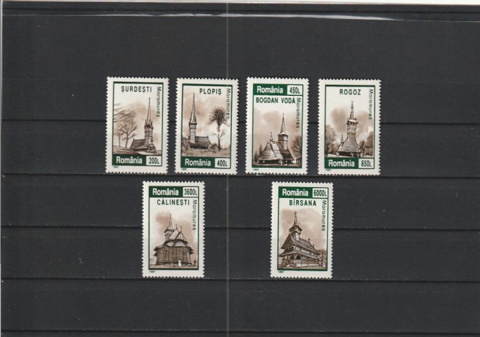 ROMANIA 1997 LP 1430 BISERICI DIN LEMN DIN MARAMURES SERIE MNH NESTAMPILATA
