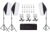 Kit de 3 softboxuri, soclu de 4 becuri, 3 trepiezi reglabili 200 cm, 12 becuri de 45W, geanta de transport inclusa, Dactylion