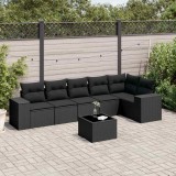 Cumpara ieftin Set canapele de grădină cu perne, 7 piese, negru, poliratan