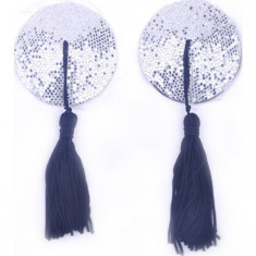 Sparkling Silver Nipple Tassels foto